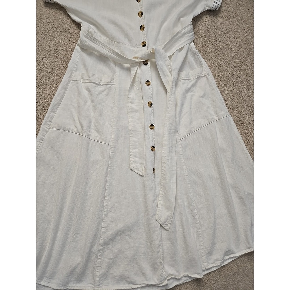 SONOMA Goods for Life + Now & Gen Linen-Blend Midi ShirtdressWhite Sz S - Picture 5 of 10